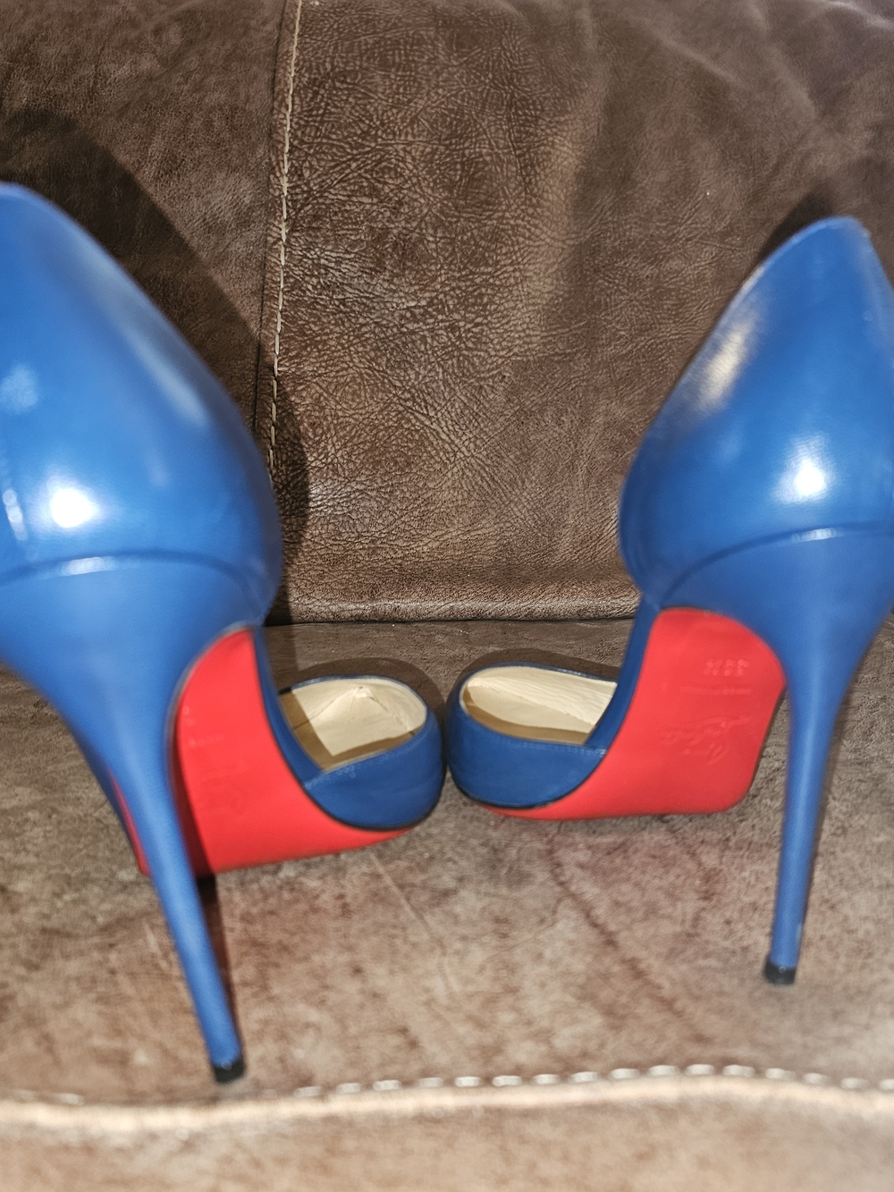 Christian Louboutin Blue High Heel Pumps with Red Sole - Women's Dress Shoes